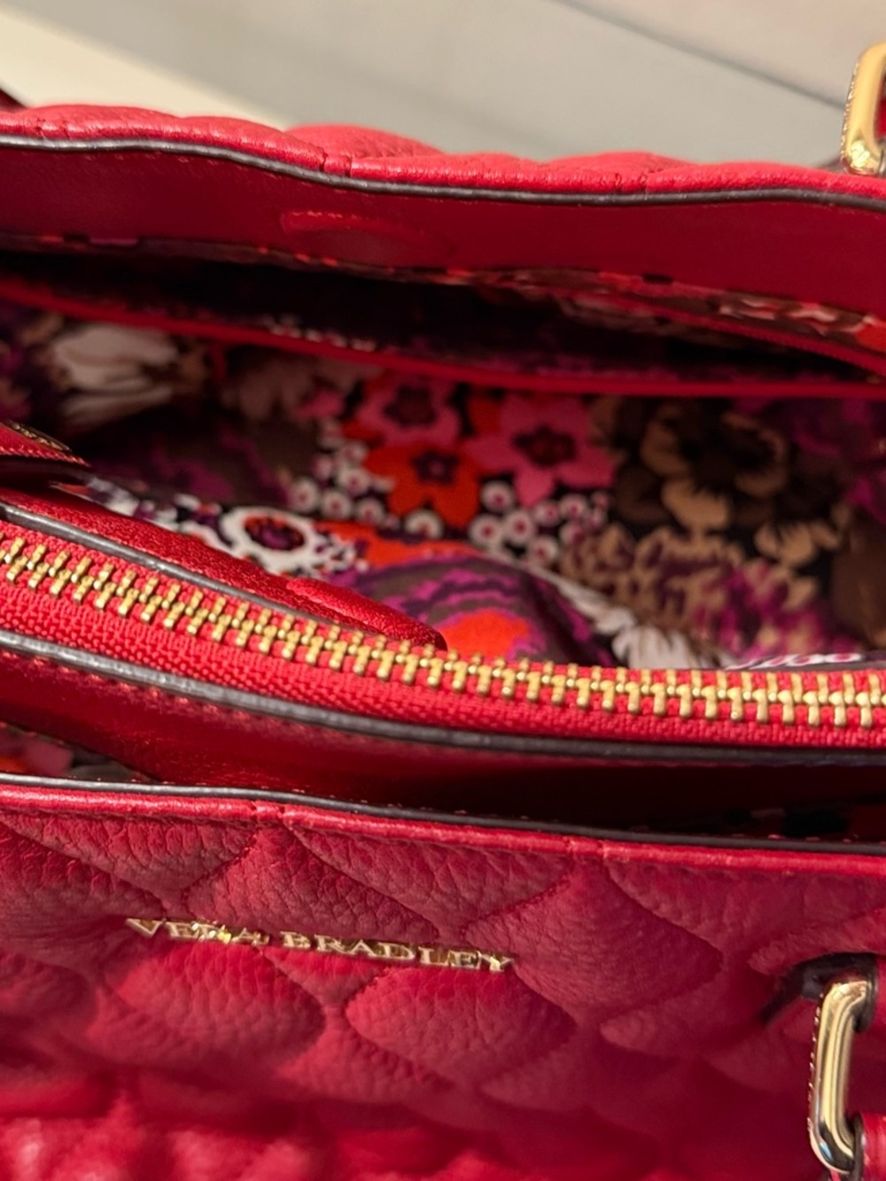 Vera Bradley Red Quilted Tote with Matching Wallet - Picture 4 of 5